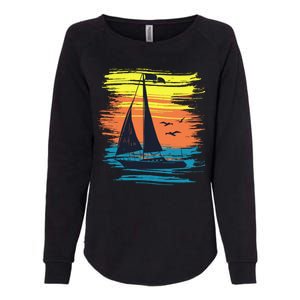 Retro Sail Boat Sailing Graphic Womens California Wash Sweatshirt