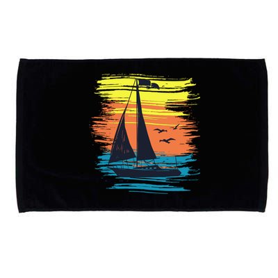 Retro Sail Boat Sailing Graphic Microfiber Hand Towel