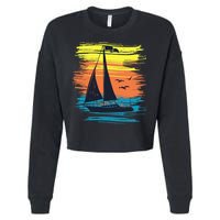 Retro Sail Boat Sailing Graphic Cropped Pullover Crew