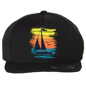 Retro Sail Boat Sailing Graphic Wool Snapback Cap