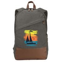 Retro Sail Boat Sailing Graphic Cotton Canvas Backpack