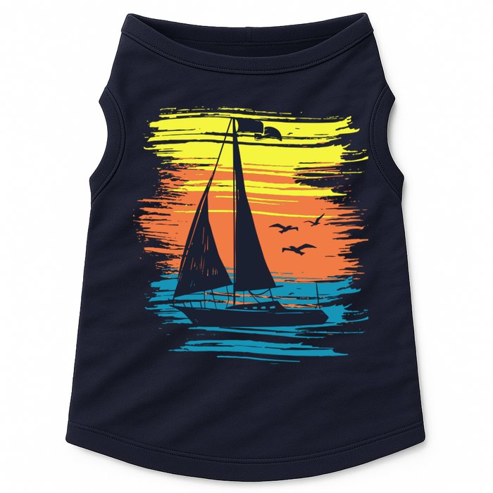 Retro Sail Boat Sailing Graphic Doggie Tank