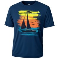 Retro Sail Boat Sailing Graphic Performance Shirt
