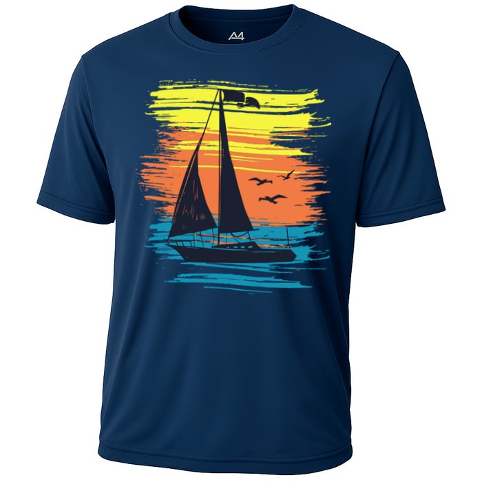 Retro Sail Boat Sailing Graphic Performance Shirt