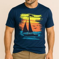 Retro Sail Boat Sailing Graphic Performance Shirt