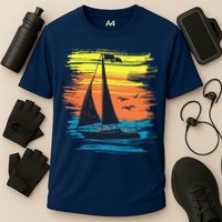 Retro Sail Boat Sailing Graphic Performance Shirt