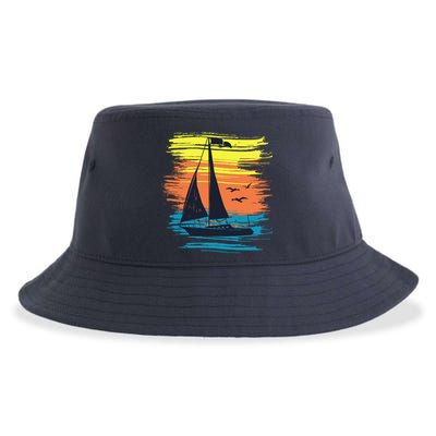 Retro Sail Boat Sailing Graphic Sustainable Bucket Hat