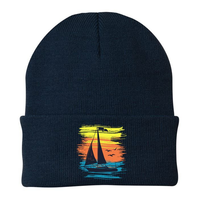 Retro Sail Boat Sailing Graphic Beanie