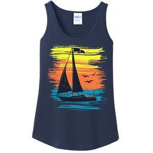 Retro Sail Boat Sailing Graphic Ladies Essential Tank