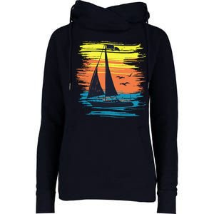 Retro Sail Boat Sailing Graphic Womens Funnel Neck Pullover Hood