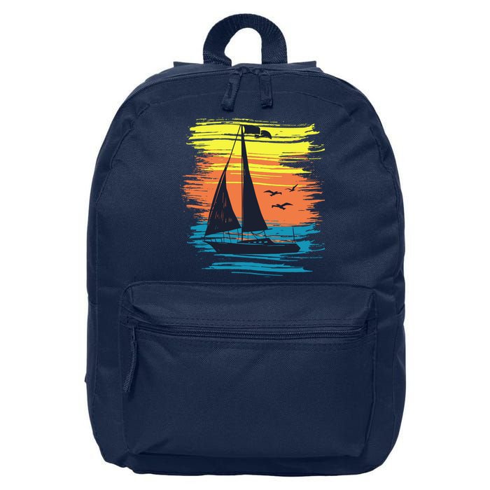 Retro Sail Boat Sailing Graphic 16 in Basic Backpack
