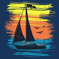 Retro Sail Boat Sailing Graphic 16 in Basic Backpack