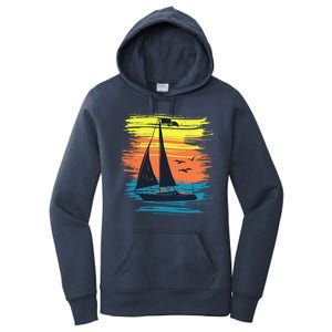 Retro Sail Boat Sailing Graphic Women's Pullover Hoodie