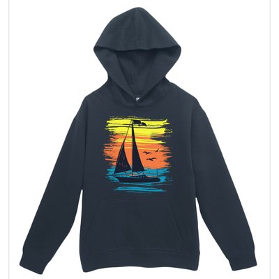 Retro Sail Boat Sailing Graphic Urban Pullover Hoodie