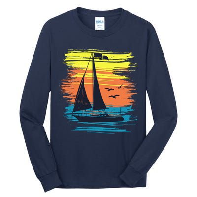 Retro Sail Boat Sailing Graphic Tall Long Sleeve T-Shirt