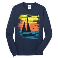 Retro Sail Boat Sailing Graphic Tall Long Sleeve T-Shirt
