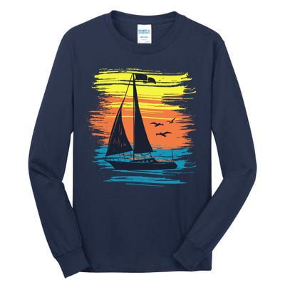 Retro Sail Boat Sailing Graphic Tall Long Sleeve T-Shirt