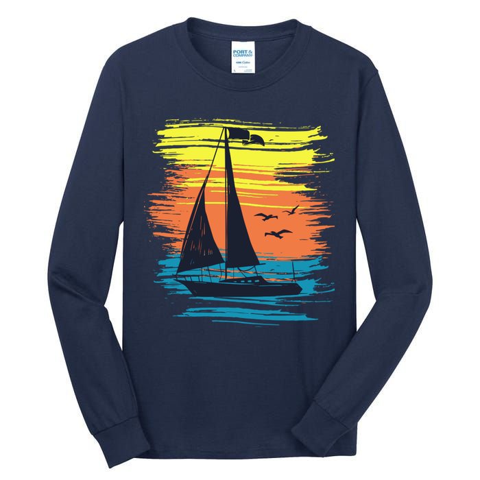 Retro Sail Boat Sailing Graphic Tall Long Sleeve T-Shirt