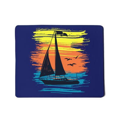 Retro Sail Boat Sailing Graphic Mousepad