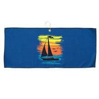 Retro Sail Boat Sailing Graphic Large Microfiber Waffle Golf Towel