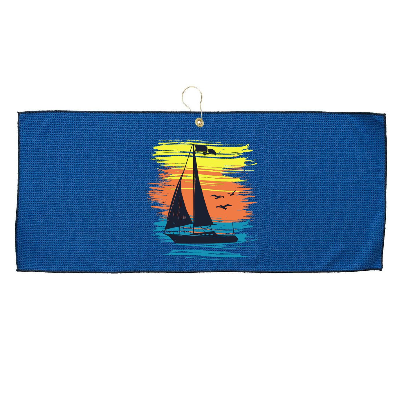 Retro Sail Boat Sailing Graphic Large Microfiber Waffle Golf Towel