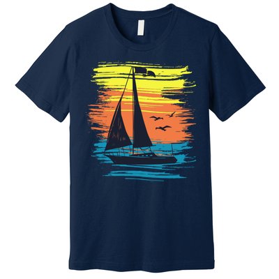 Retro Sail Boat Sailing Graphic Premium T-Shirt