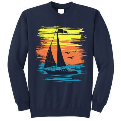 Retro Sail Boat Sailing Graphic Tall Sweatshirt