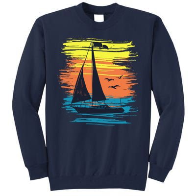 Retro Sail Boat Sailing Graphic Tall Sweatshirt