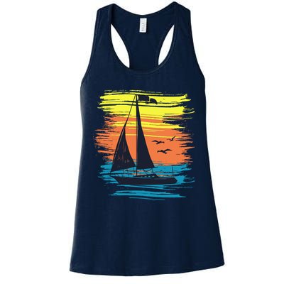 Retro Sail Boat Sailing Graphic Womens Tank Top