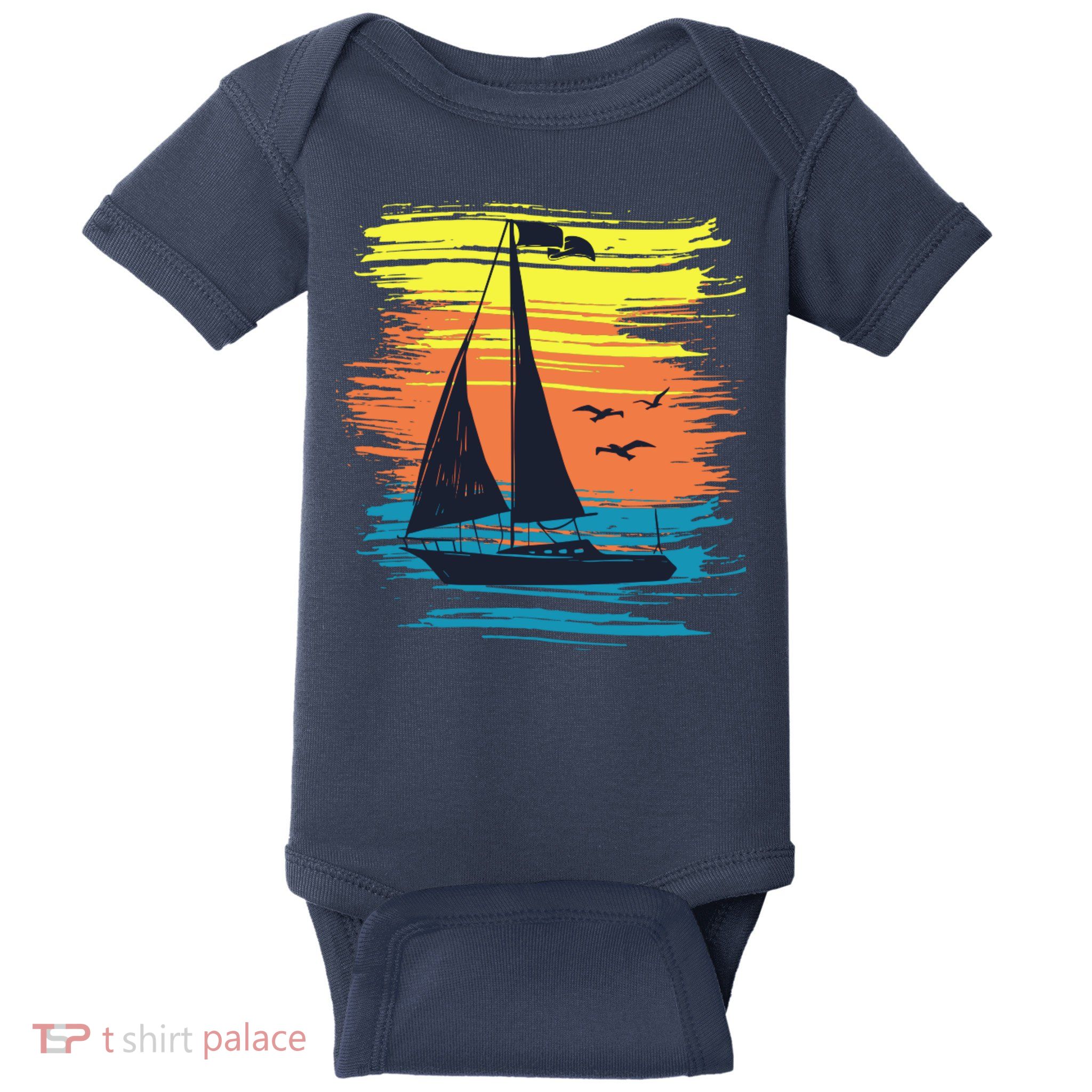 Retro Sail Boat Sailing Graphic Baby Bodysuit