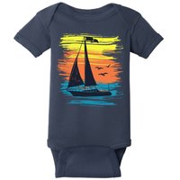 Retro Sail Boat Sailing Graphic Baby Bodysuit