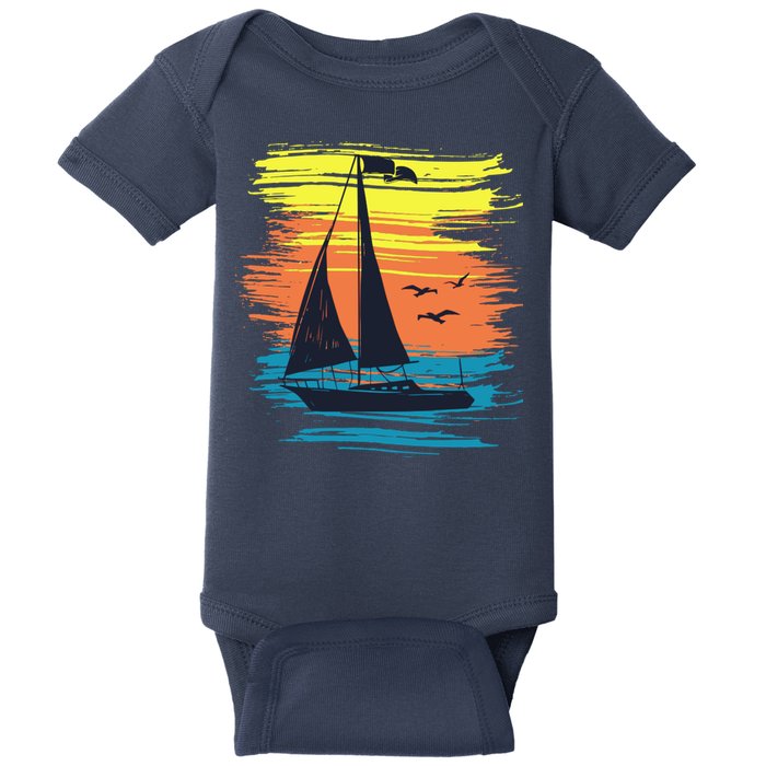 Retro Sail Boat Sailing Graphic Baby Bodysuit