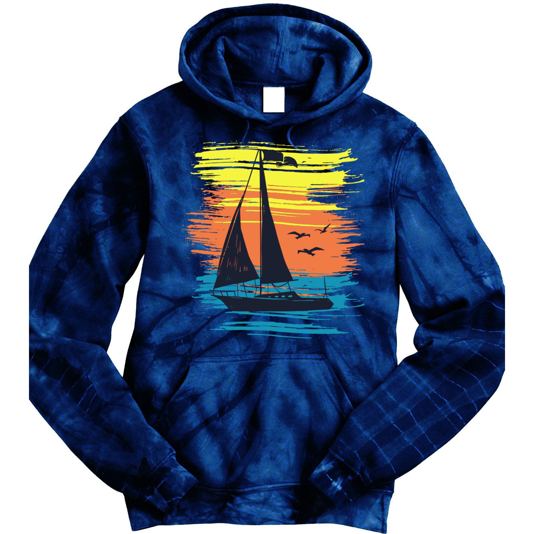 Retro Sail Boat Sailing Graphic Tie Dye Hoodie