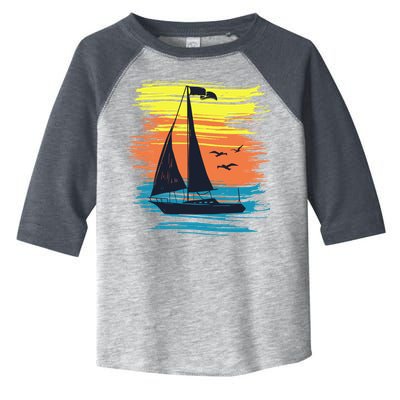 Retro Sail Boat Sailing Graphic Toddler Fine Jersey T-Shirt