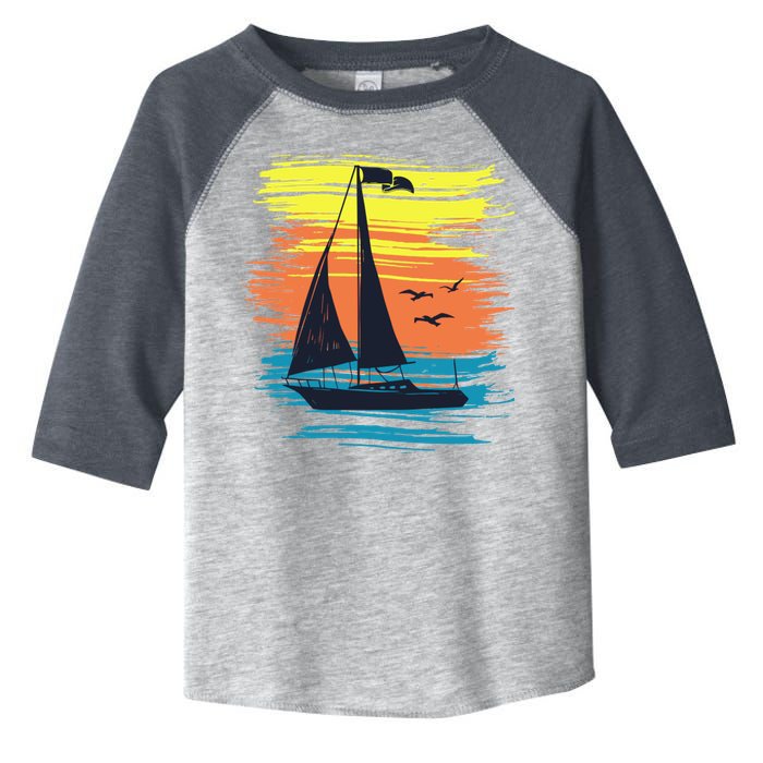 Retro Sail Boat Sailing Graphic Toddler Fine Jersey T-Shirt