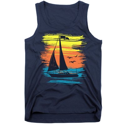 Retro Sail Boat Sailing Graphic Tank Top