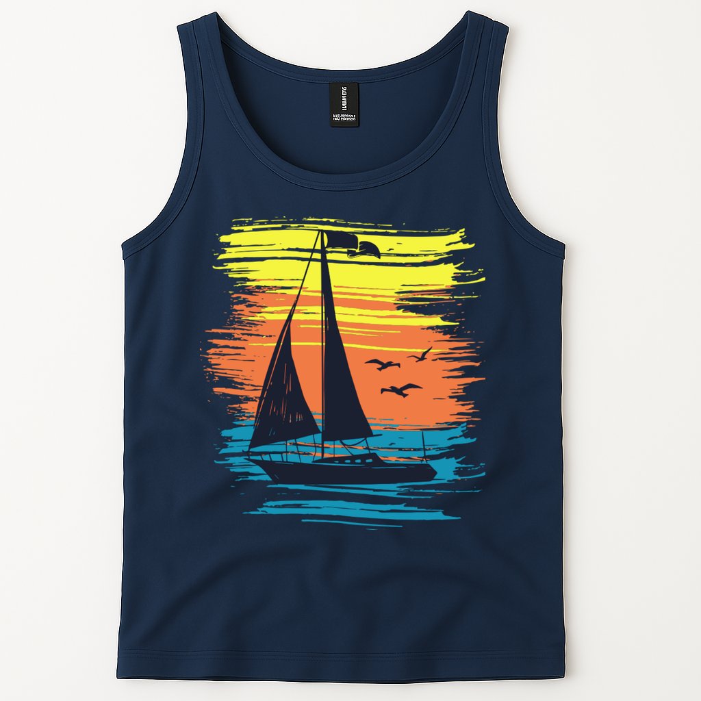Retro Sail Boat Sailing Graphic Tank Top