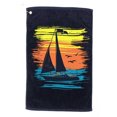 Retro Sail Boat Sailing Graphic Golf Towel
