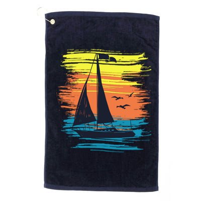 Retro Sail Boat Sailing Graphic Platinum Collection Golf Towel