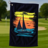 Retro Sail Boat Sailing Graphic Golf Towel