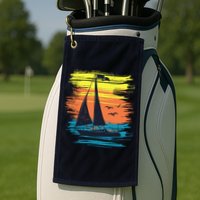 Retro Sail Boat Sailing Graphic Golf Towel