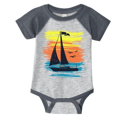 Retro Sail Boat Sailing Graphic Infant Baby Jersey Bodysuit