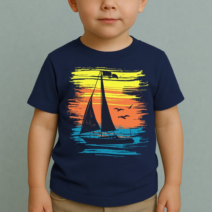 Retro Sail Boat Sailing Graphic Toddler T-Shirt