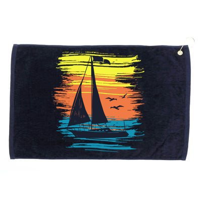 Retro Sail Boat Sailing Graphic Grommeted Golf Towel