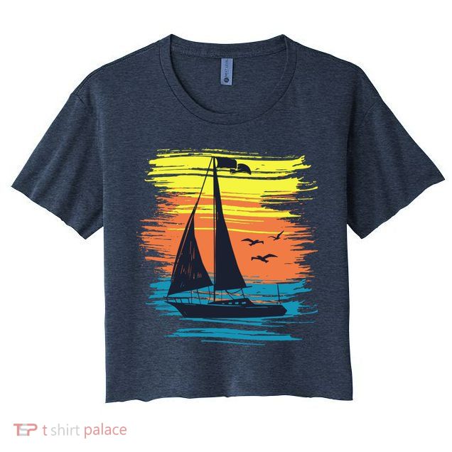 Retro Sail Boat Sailing Graphic Crop Top