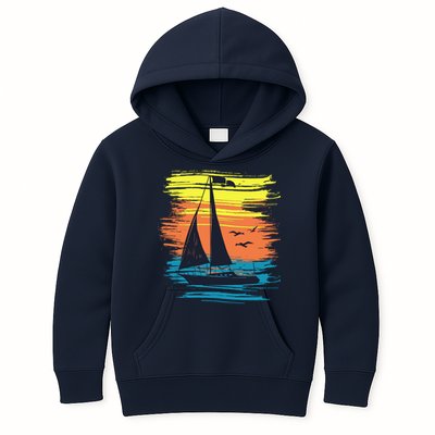 Retro Sail Boat Sailing Graphic Kids Hoodie