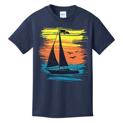 Retro Sail Boat Sailing Graphic Kids T-Shirt