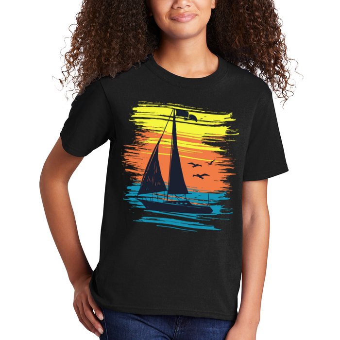 Retro Sail Boat Sailing Graphic Kids T-Shirt