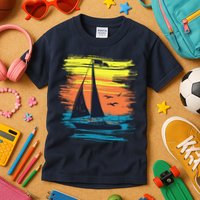 Retro Sail Boat Sailing Graphic Kids T-Shirt