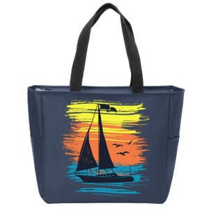 Retro Sail Boat Sailing Graphic Zip Tote Bag